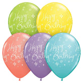 11 inch Happy Birthday Polka Dot Latex Balloons Green, Yellow, Pink, Purple, Blue 88